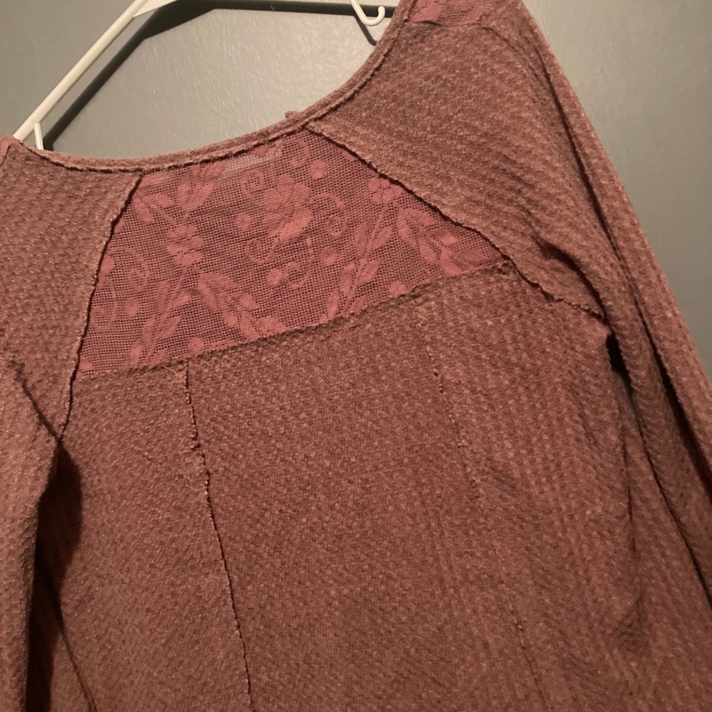 dark pink long sleeve bouquet shirt